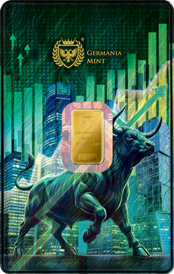 Germania Mint - Bull & Bear - Bulle und Bär - 1 Gramm Goldbarren im Safepack**
