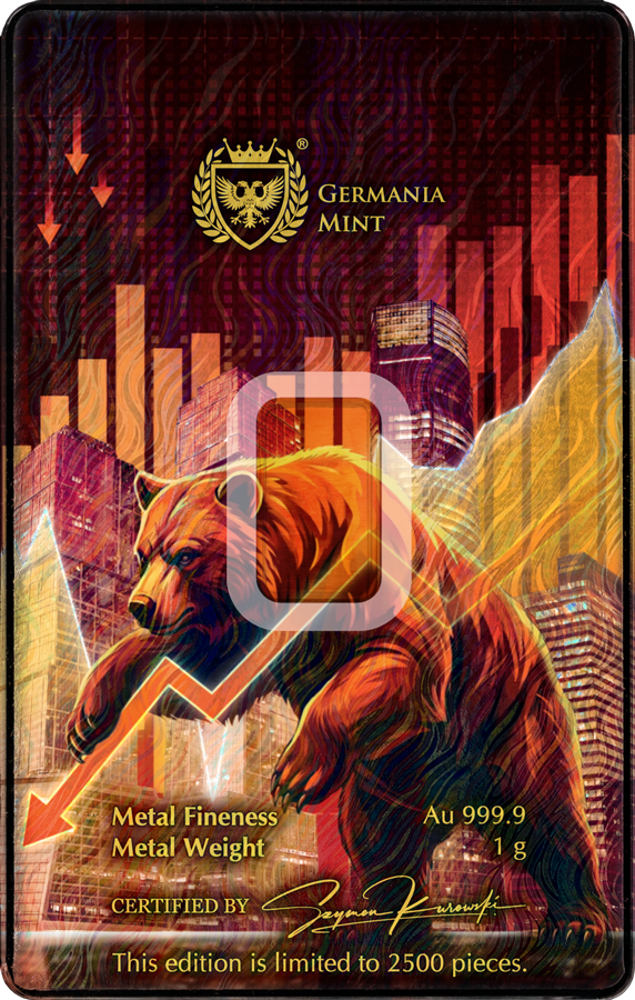 Germania Mint - Bull & Bear - Bulle und Bär - 1 Gramm Goldbarren im Safepack**