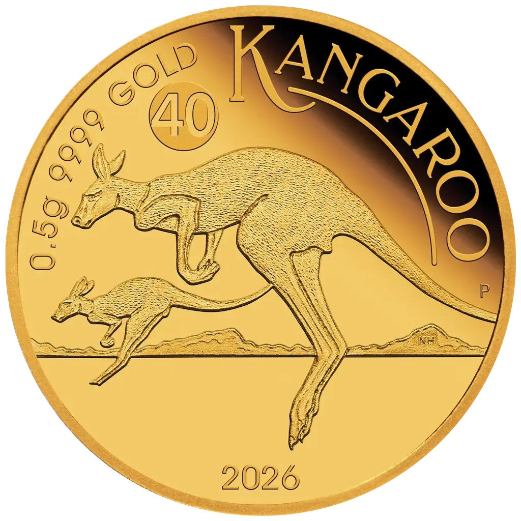 Känguru 2026 - Mini Roo 1/62 oz - 40 Jahre Jubiläum - Australien Goldmünze**