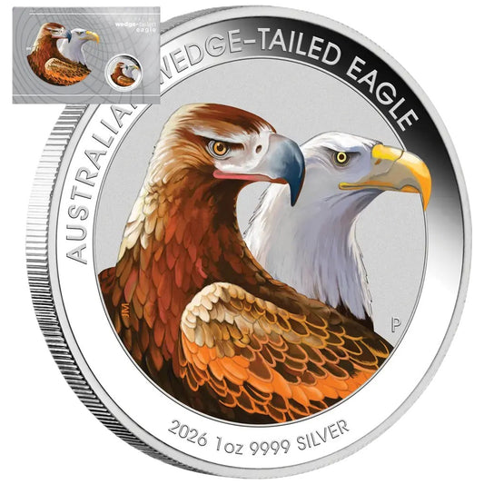 Australien Wedge Tailed Eagle 2026 Farbe - 1 oz Silbermünze im Blister