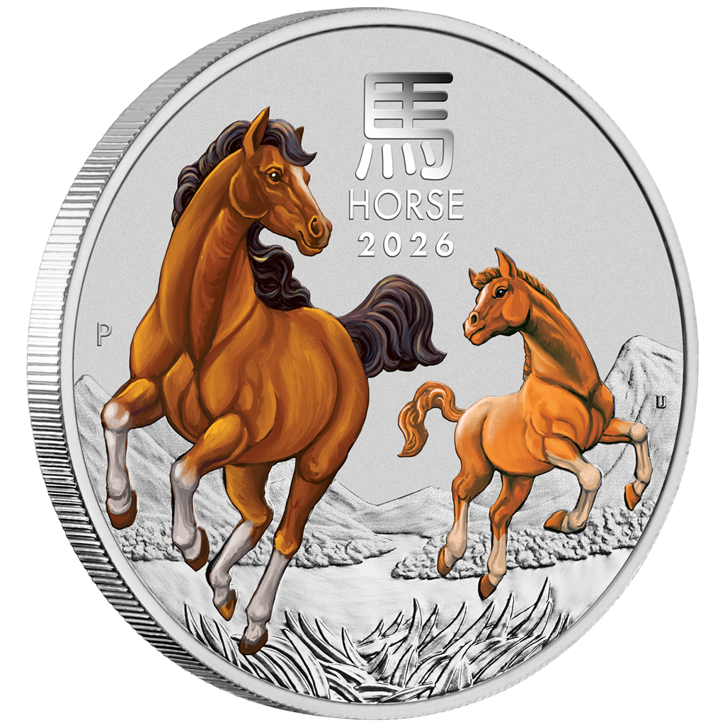 Lunar III Jahr des Pferdes - Hobart Coin Show Special - 2026 1/4 oz Silbermünze Farbe ***