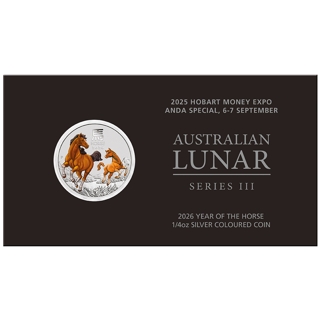 Lunar III Jahr des Pferdes - Hobart Coin Show Special - 2026 1/4 oz Silbermünze Farbe ***