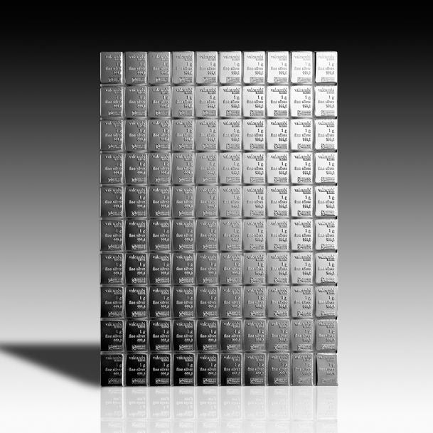 Silbertafel Valcambi "CombiBar" 100 x 1 Gramm Silberbarren Tafelbarren Barren