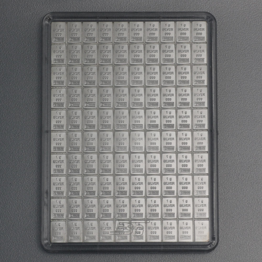 Silbertafel Valcambi "CombiBar" 100 x 1 Gramm Silberbarren Tafelbarren
