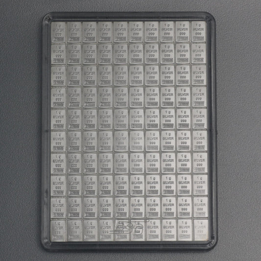 Silbertafel Valcambi "CombiBar" 100 x 1 Gramm Silberbarren Tafelbarren