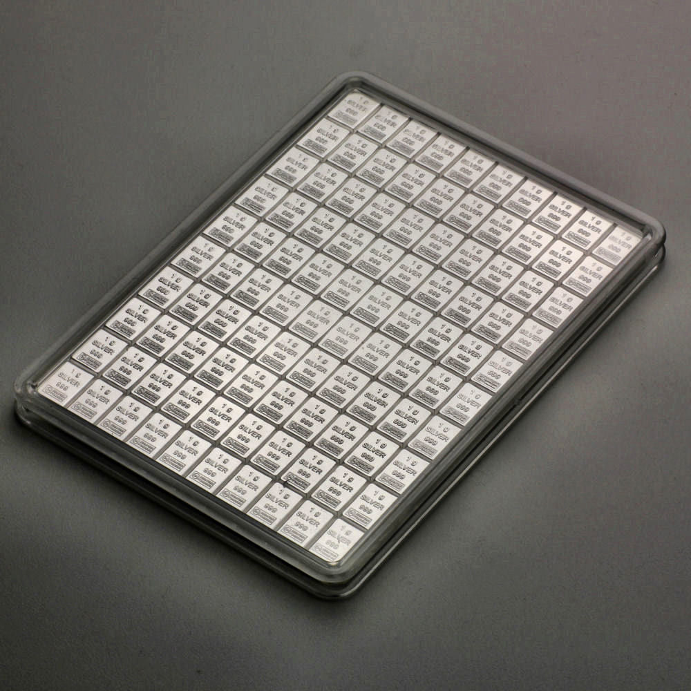 Silbertafel Valcambi "CombiBar" 100 x 1 Gramm Silberbarren Tafelbarren