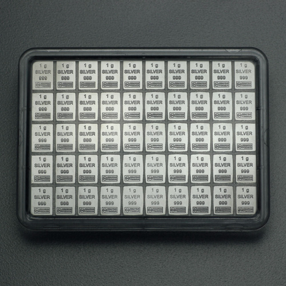 CombiBar Valcambi Schweiz 50 x 1 Gramm 999 AG Silber Silbertafel Silberbarren