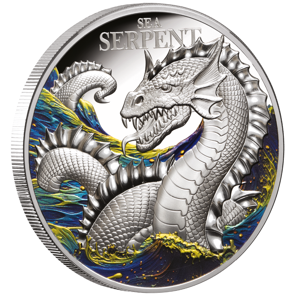 Mythical Creatures - Sea Serpent - Die Seeschlange - 2024 - 2 oz Silbermünze Color - PP*