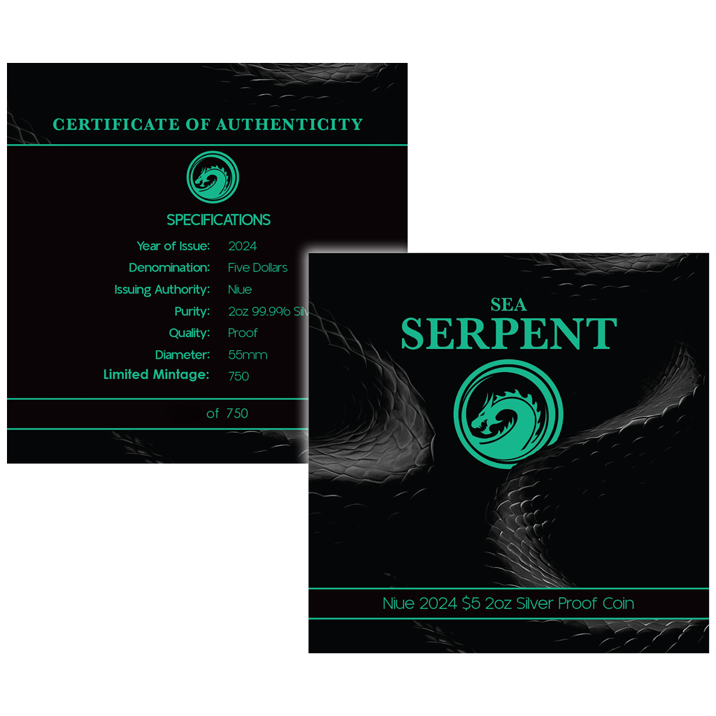 Mythical Creatures - Sea Serpent - Die Seeschlange - 2024 - 2 oz Silbermünze Color - PP*
