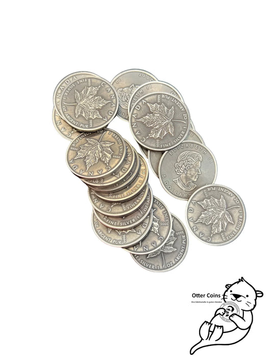 Maple Leaf Silberunze divers 1oz Feinsilber ANTIK*