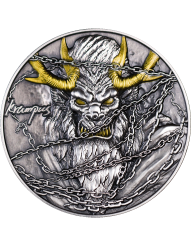 Gabon Krampus & Santa Claus 2025 3oz Silbermünze HR Antik