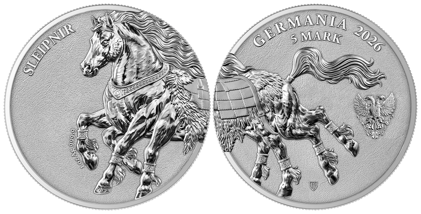 Germania Mint - Germania Beasts - Sleipnir 2026 - 2 x 1 oz Silbermünze BU Doppelkapsel