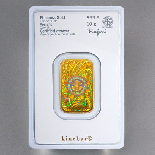 Goldbarren Kinebar 10 Gramm Heraeus 999 Feingold im Blister mit Zertifkat**
