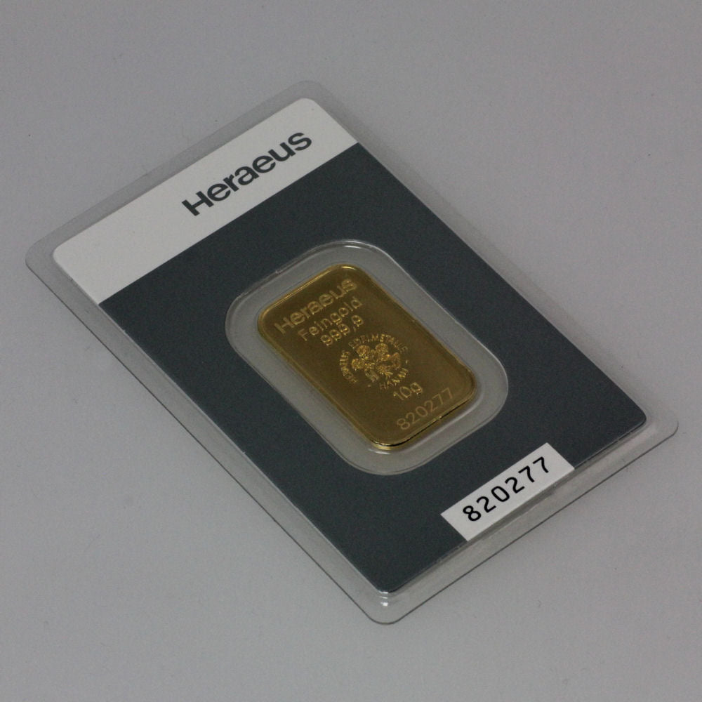 Goldbarren Kinebar 10 Gramm Heraeus 999 Feingold im Blister mit Zertifkat**