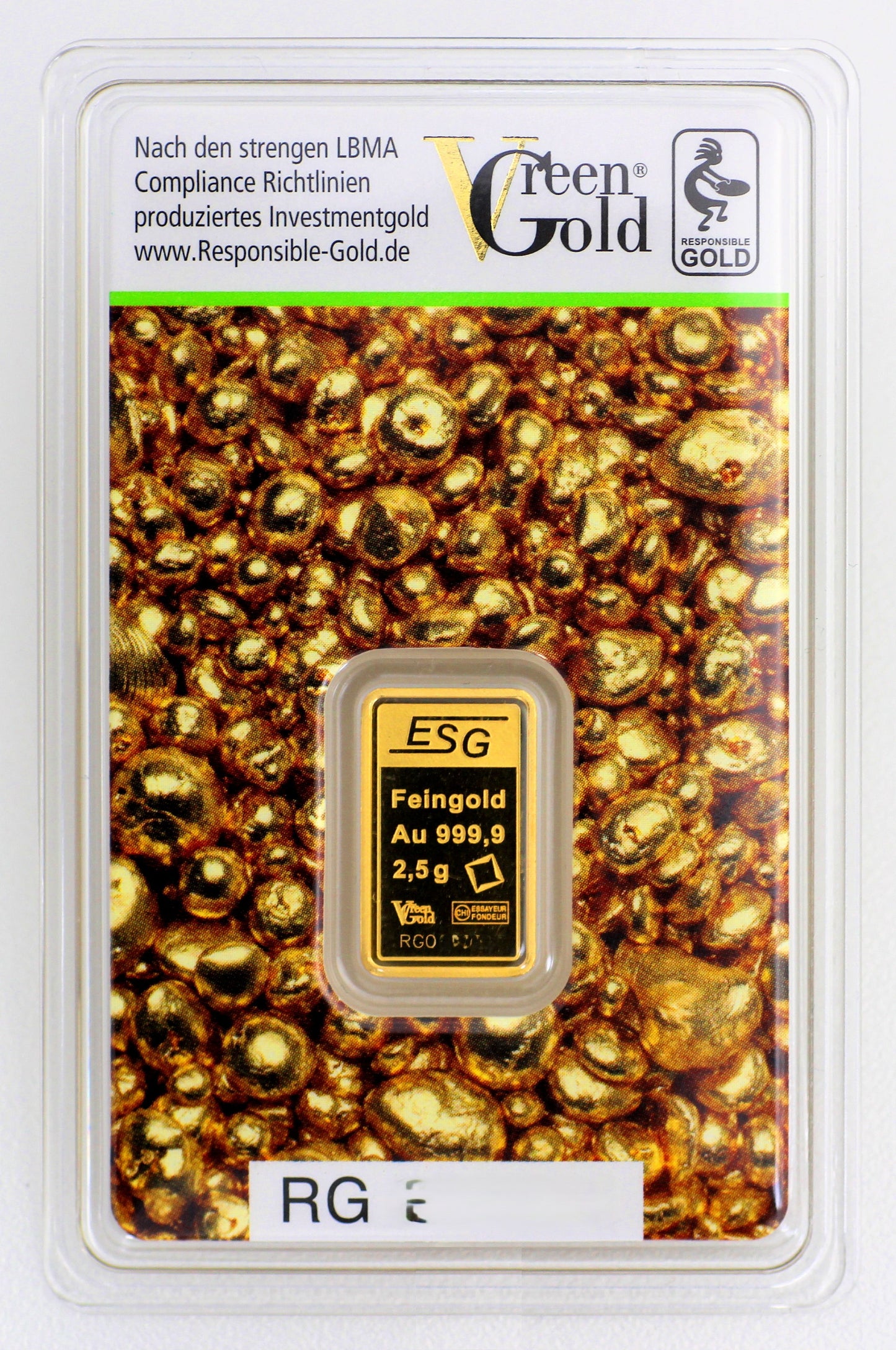 Goldbarren 2,5 Gramm Valcambi Auropelli 999 im Blister mit Zertifkat Responsible-Gold**