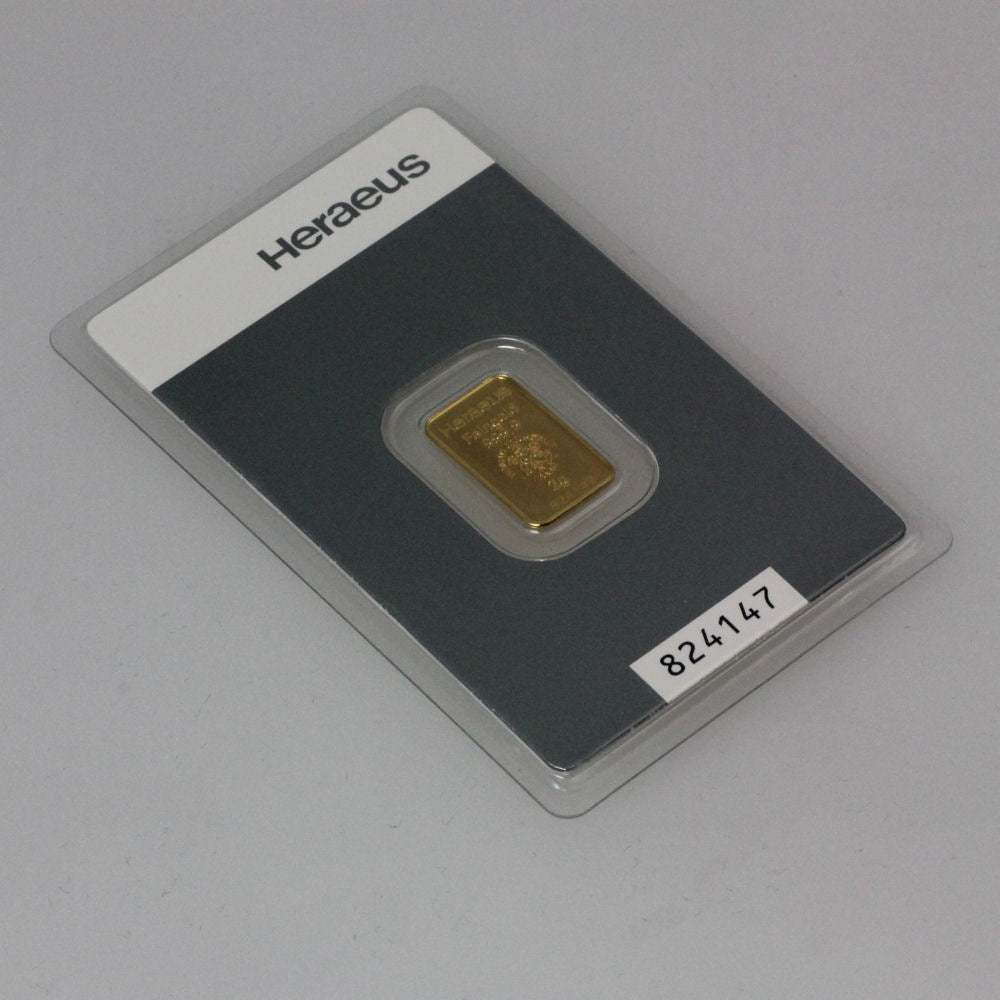 Goldbarren Kinebar 2 Gramm Heraeus 999 Feingold im Blister mit Zertifkat**