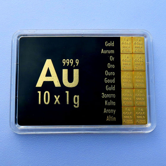 Goldbarren 10 x 1 Gramm Valcambi Goldtafel Gold CombiBar 999.9 Feingold**