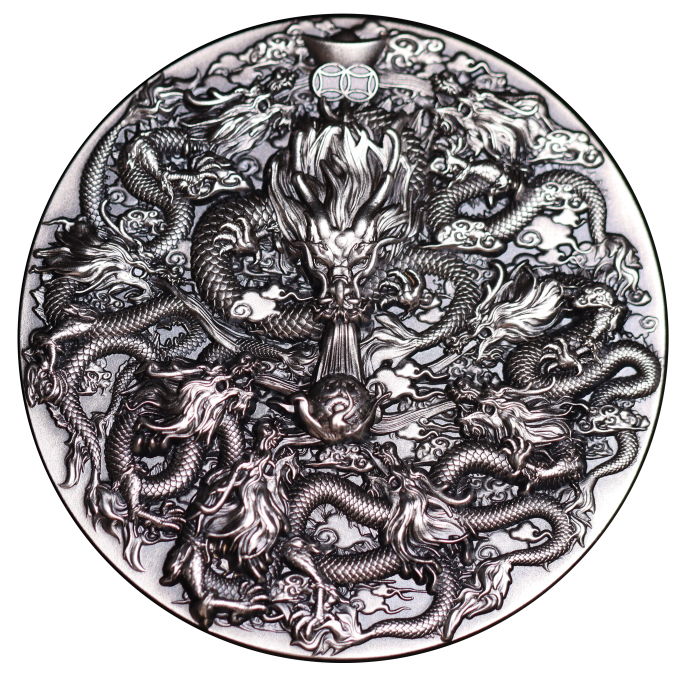 Pearl with 9 Dragons 5oz Silbermünze*