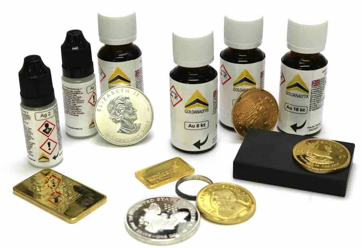 Prüfset für Gold, Silber und Platin - Edelmetallprüfset Prüfsäureset Prüfsäure Edelmetall