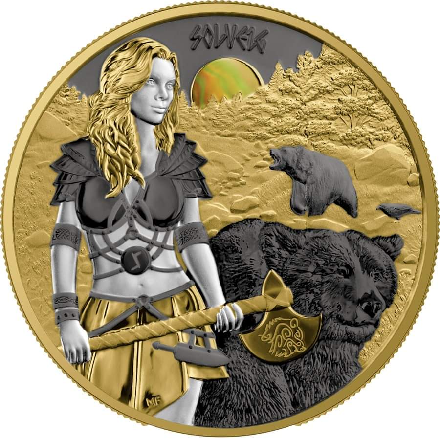 Solveig Valhalla 2024 1oz Silbermedaille Gilded