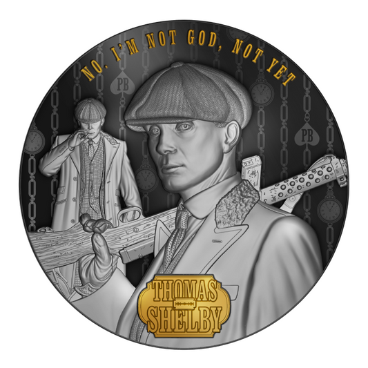 Thomas Shelby – Peaky Blinders - Niue- 2 oz Silbermünze 2023 - Antik Finish High Relief Gilded