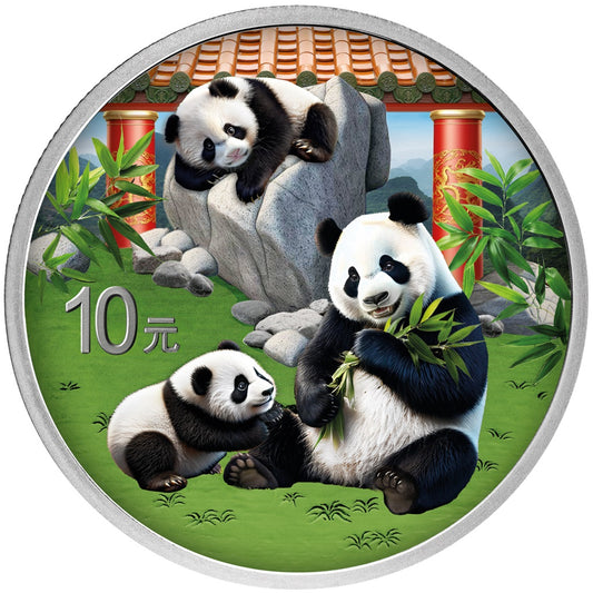 China Panda 2025 Farbe - 30 Gramm Silbermünze - 10 Yuan