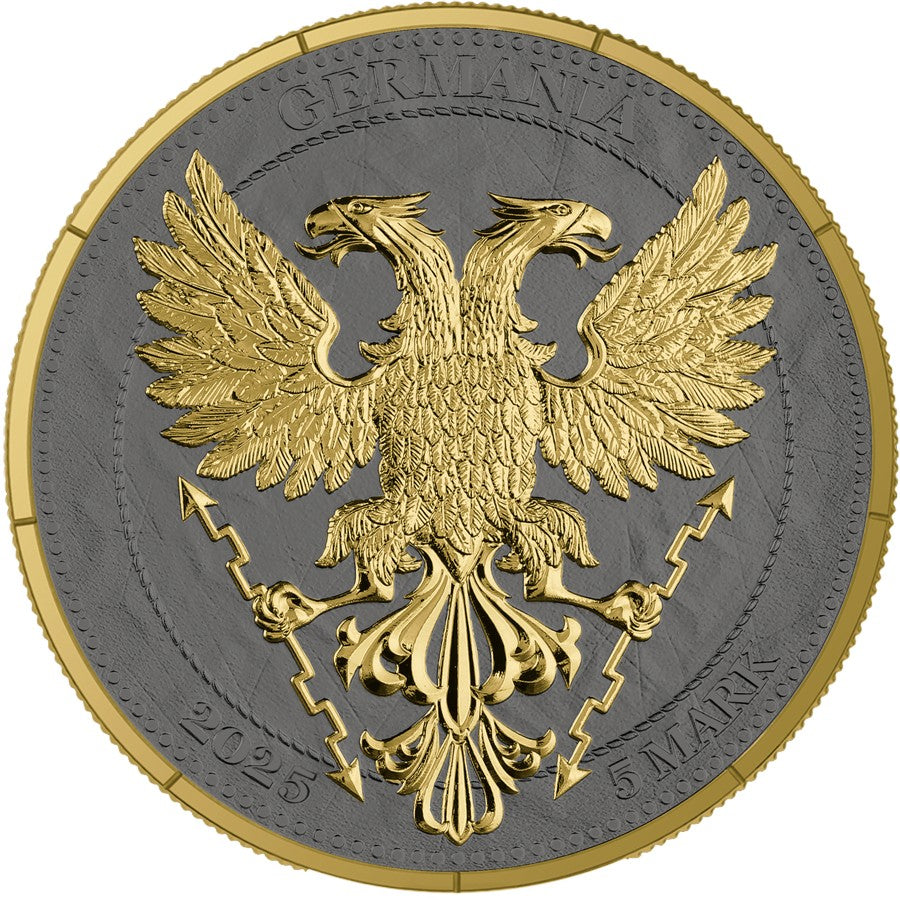 Germania Mint - Mythical Forest - Yggdrasil Goldenleaf - 2025 - 1 oz Silbermünze Ruthenium Gelbgold